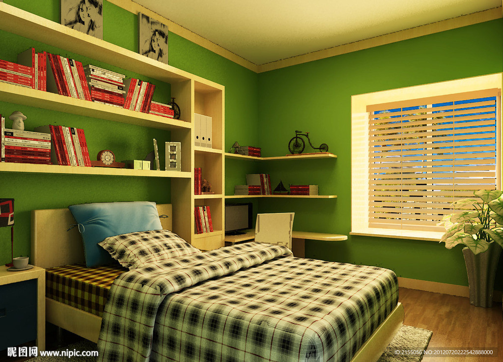 次卧室（小孩房）室内效果图3d模型源文件