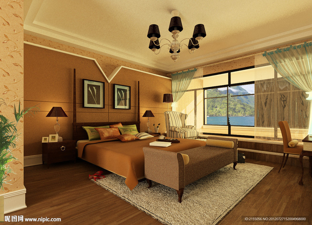 现代温馨客厅室内效果图3d模型源文件