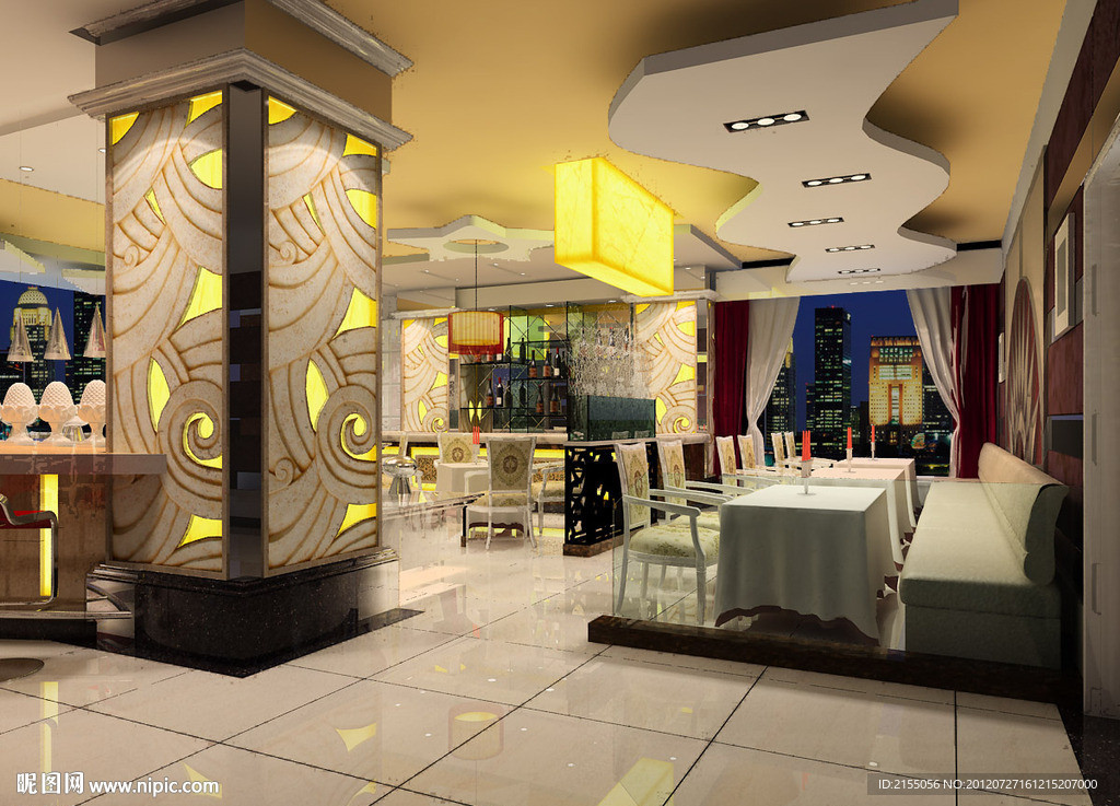 西式酒吧餐厅室内效果图3d模型源文件