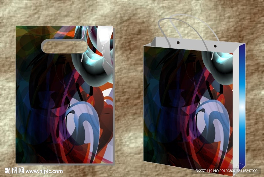 彩画条纹 手挽袋