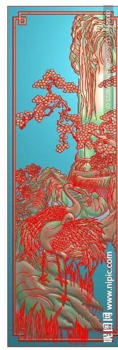 白鹤迎松