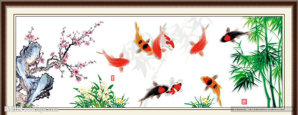 九鱼图 装饰画