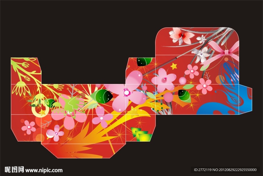 中国红花朵 盒子展开图