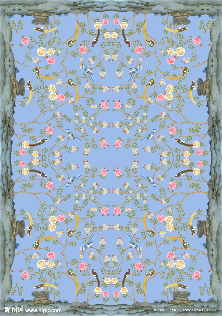 中式花鸟地毯图案
