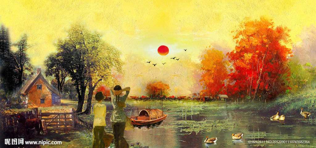 油画 山村油画