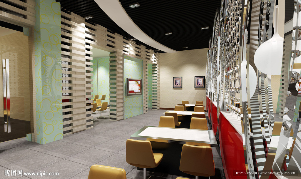 快餐厅 火锅店室内装修效果图3d模型源文件(全模)