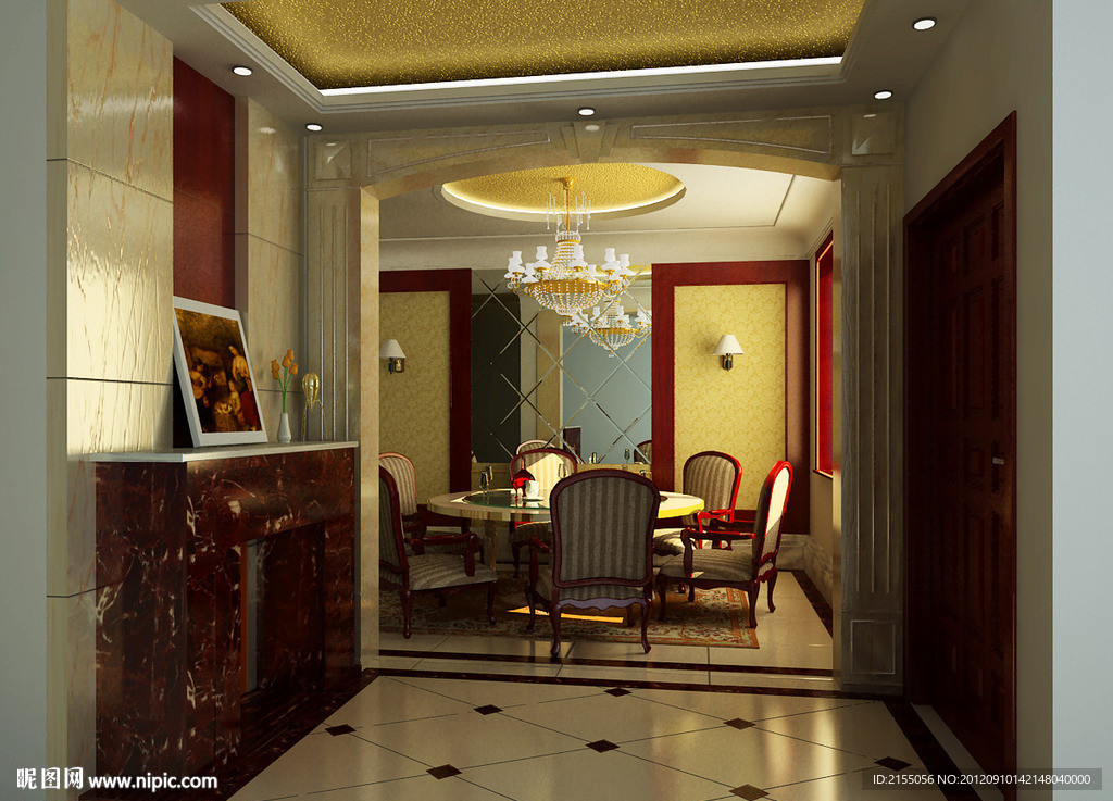 简约客餐厅室内效果图3d模型源文件