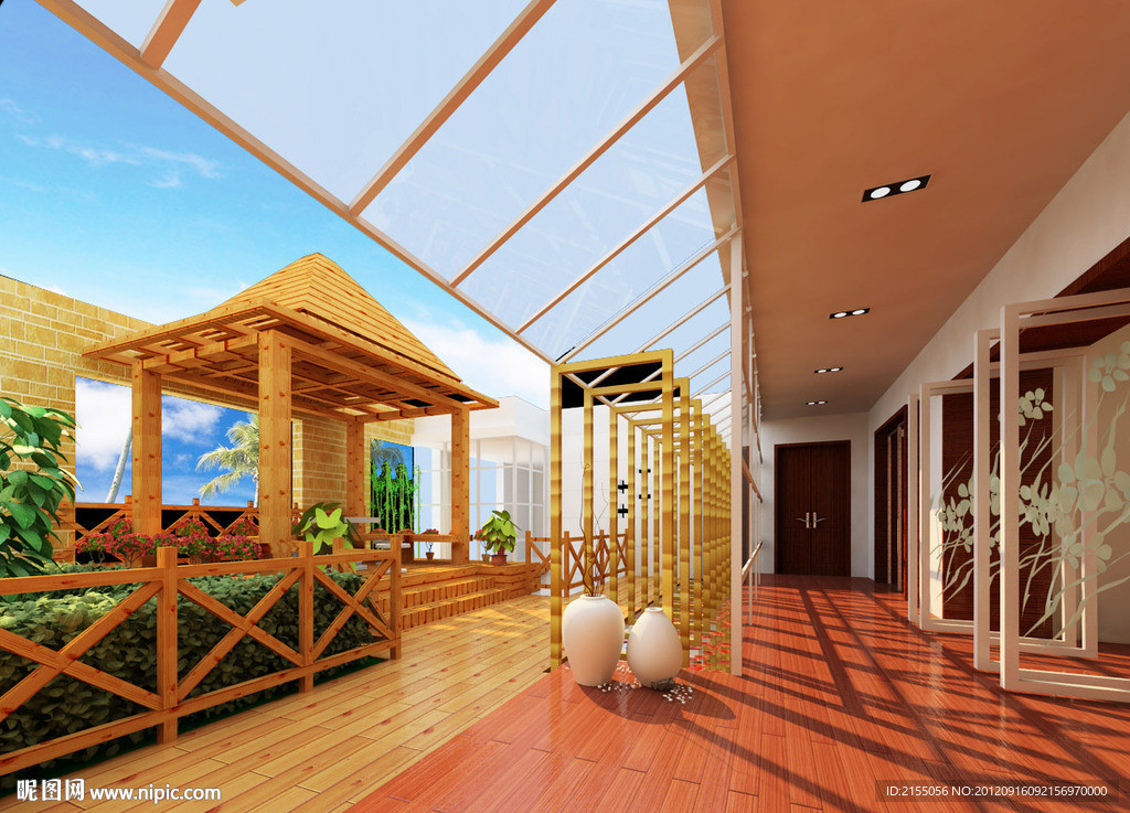 屋顶阳台露台一景效果图3d模型源文件