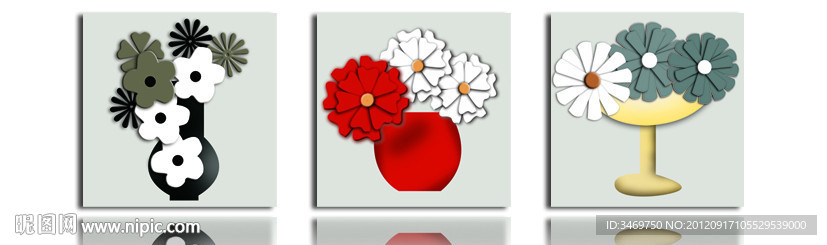 浮雕花瓶无框画