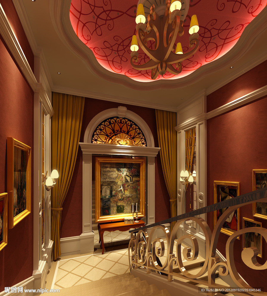 室内设计欧式酒店楼梯间效果图