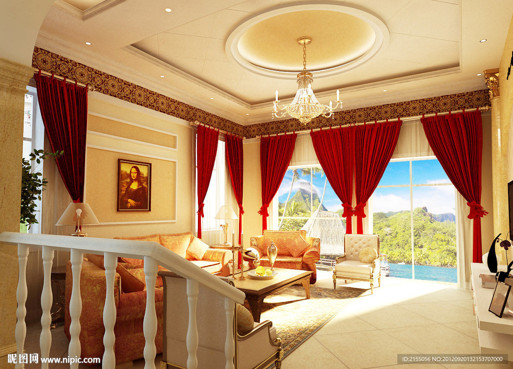 现代简约欧式客厅室内效果图3d模型源文件（双角度）