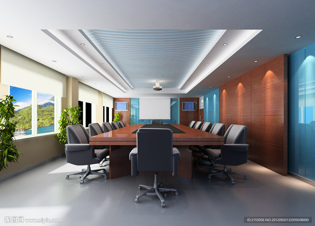 会议室室内效果图3d模型源文件