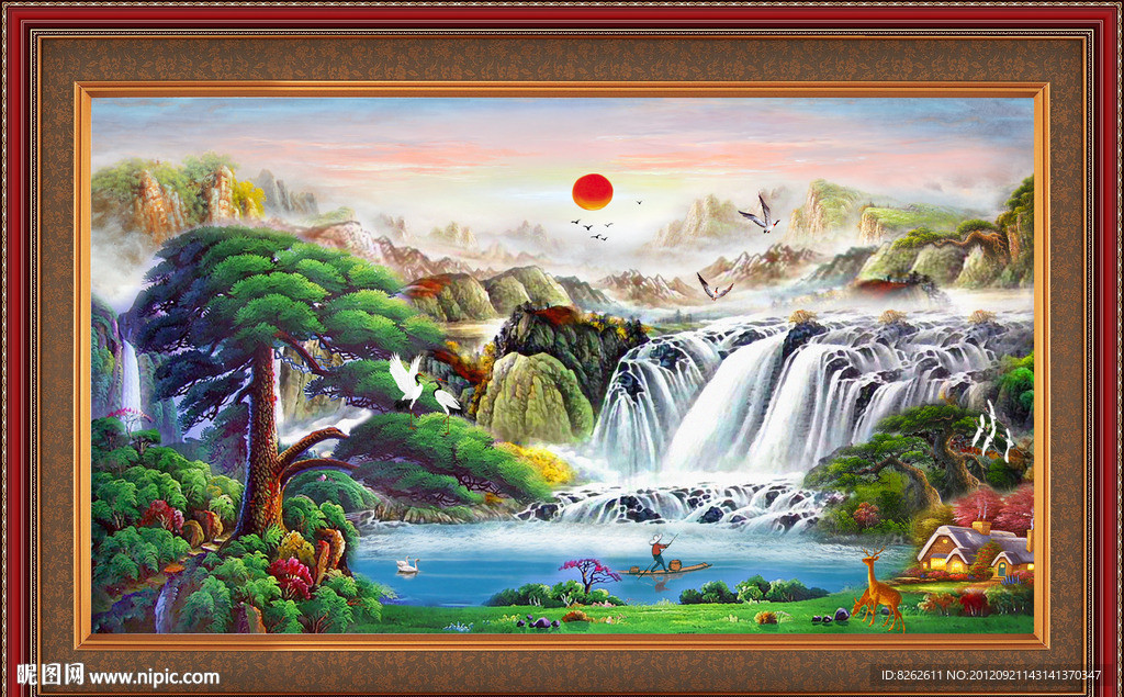 油画迎客松 聚宝盆油画