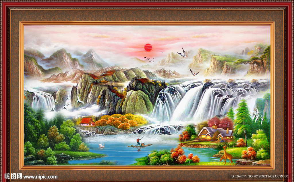 油画 聚宝盆山水油画