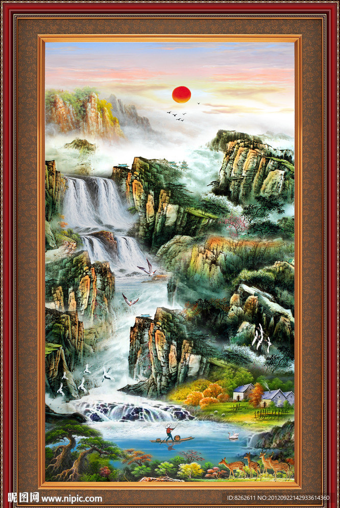 油画 聚宝盆山水油画