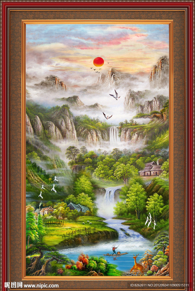 油画 聚宝盆山水油画