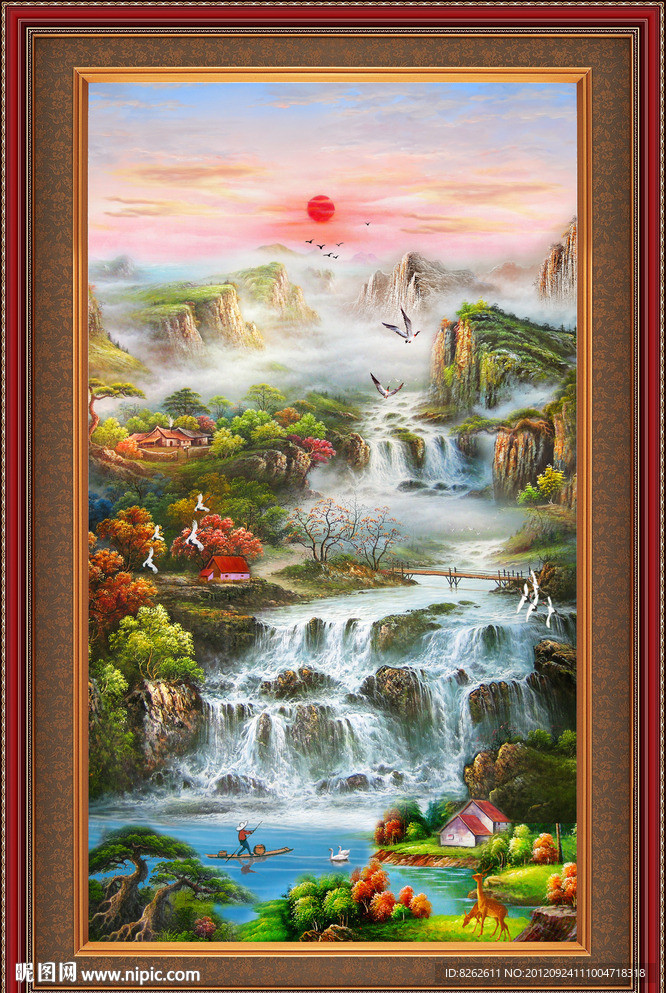 油画 聚宝盆山水油画