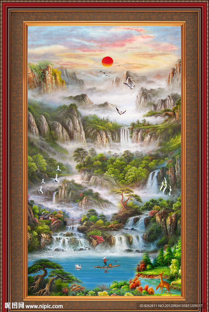 油画 聚宝盆山水油画