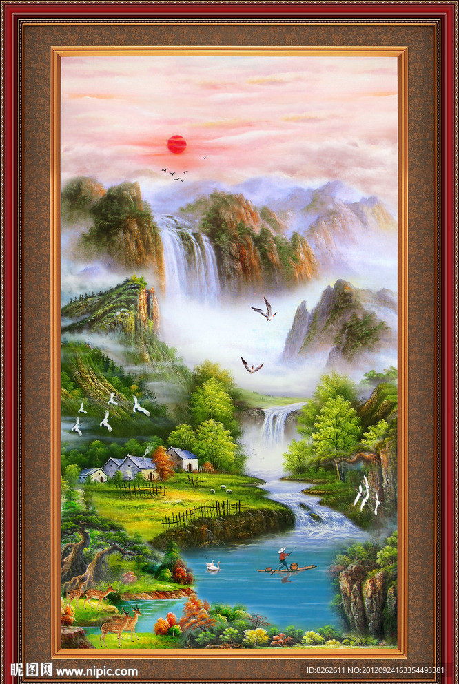 油画 聚宝盆山水油画