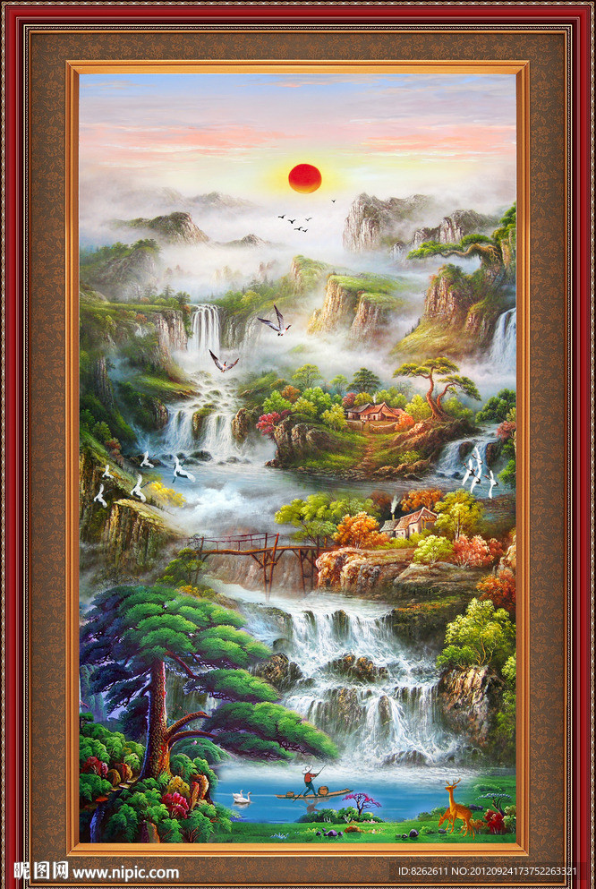 油画 聚宝盆山水油画