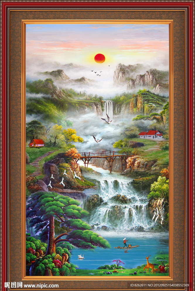 油画 聚宝盆山水油画