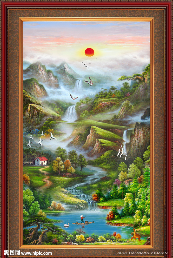 油画 聚宝盆山水油画