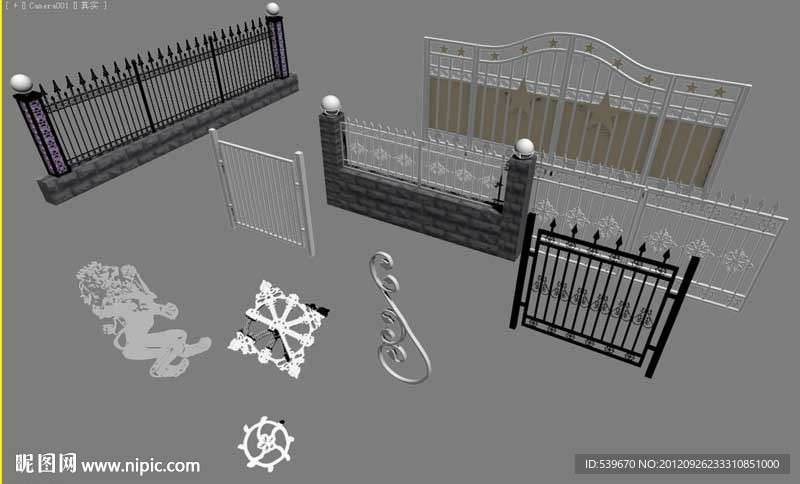 铁艺门铁艺围栏铁艺花max模型