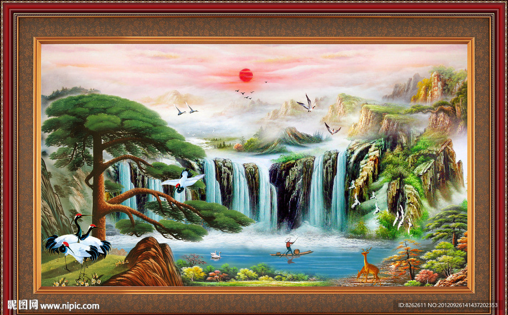 油画 聚宝盆山水油画