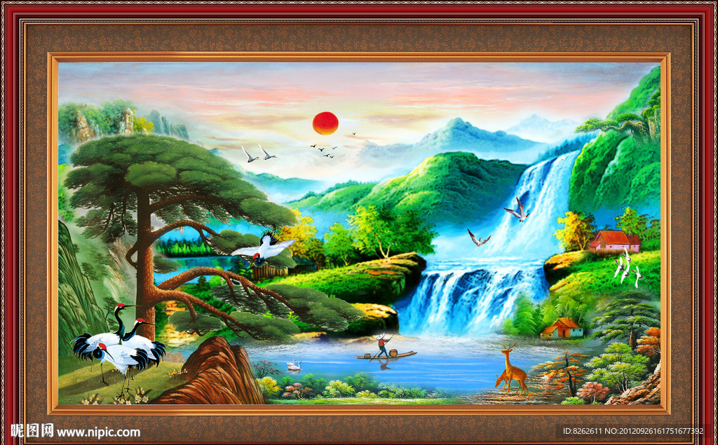 油画 聚宝盆山水油画