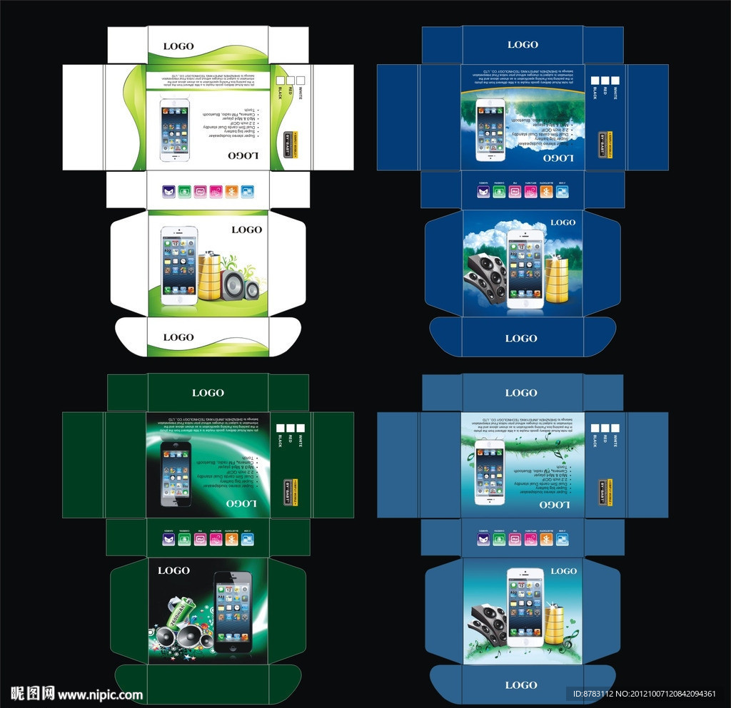 手机彩盒包装设计模版