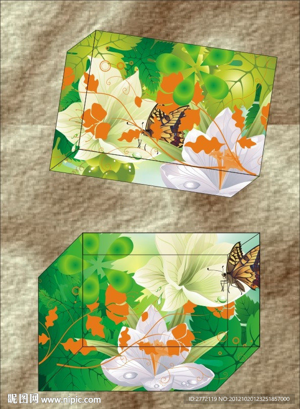 绿叶花彩蝶 包装盒