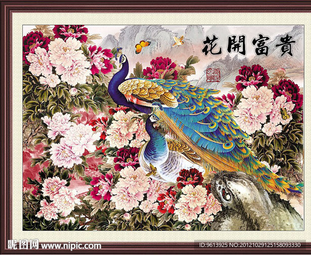 牡丹孔雀图
