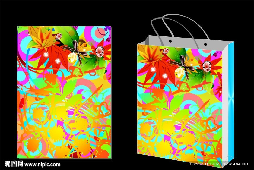 蓝彩枫叶子 手袋