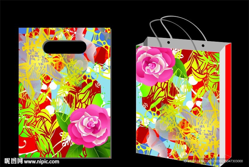 玫瑰花朵艳 手提袋