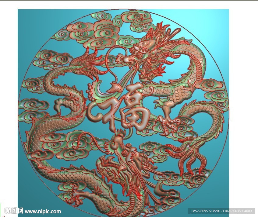 精品双龙戏福