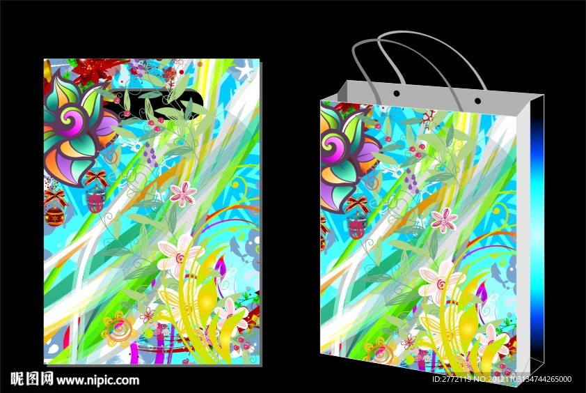 蓝色背景 手挽袋设计