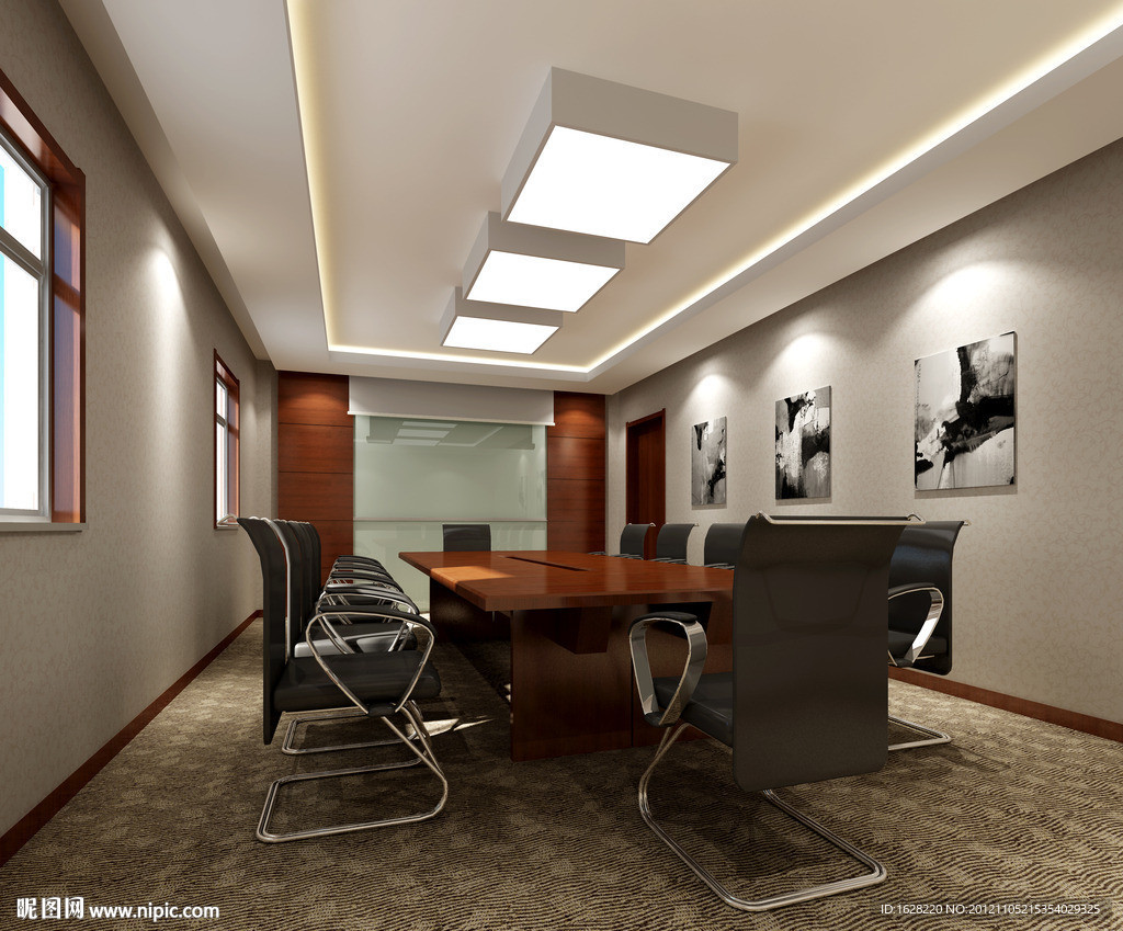现代风格小型会议室效果图