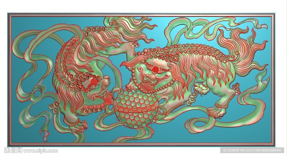 双狮戏球