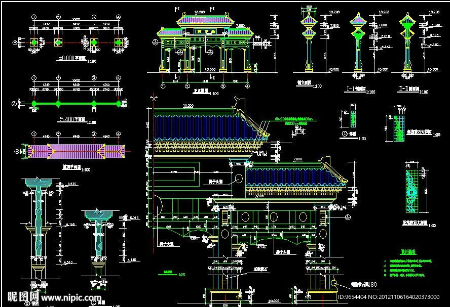 牌楼建筑施工图