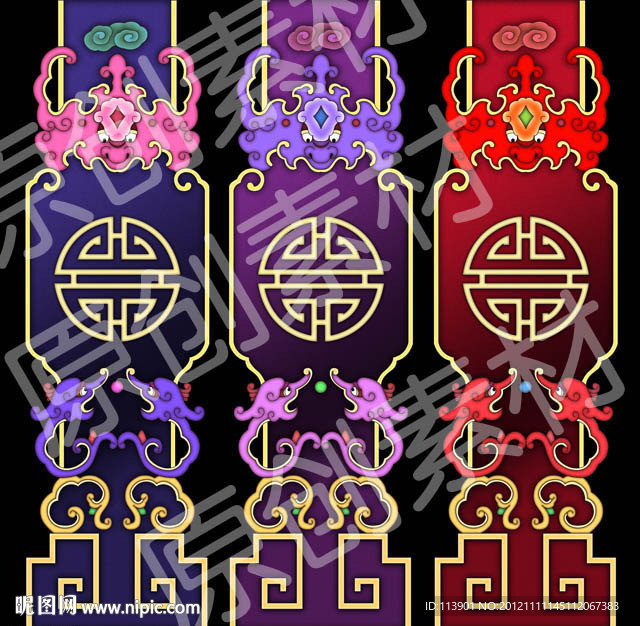 手绘精细花纹 详细分层