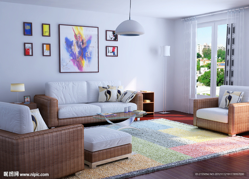现代简欧式客厅效果图3d模型源文件（含灯光材质）