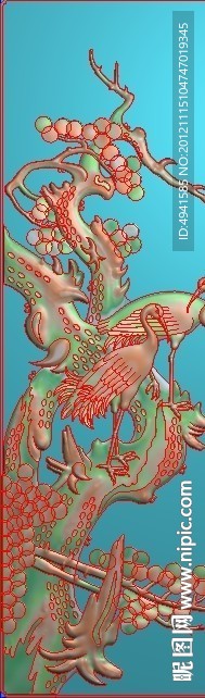 松鹤延年顶箱柜 下柜大面板