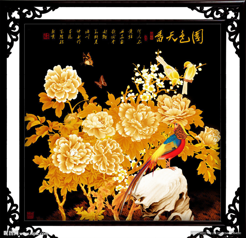 金色牡丹 装饰画
