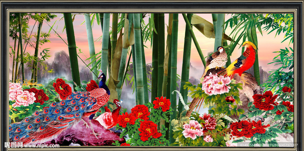 工笔画 挂画 花开富贵