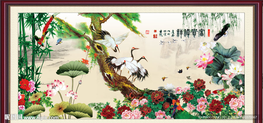 松鹤延年 国画