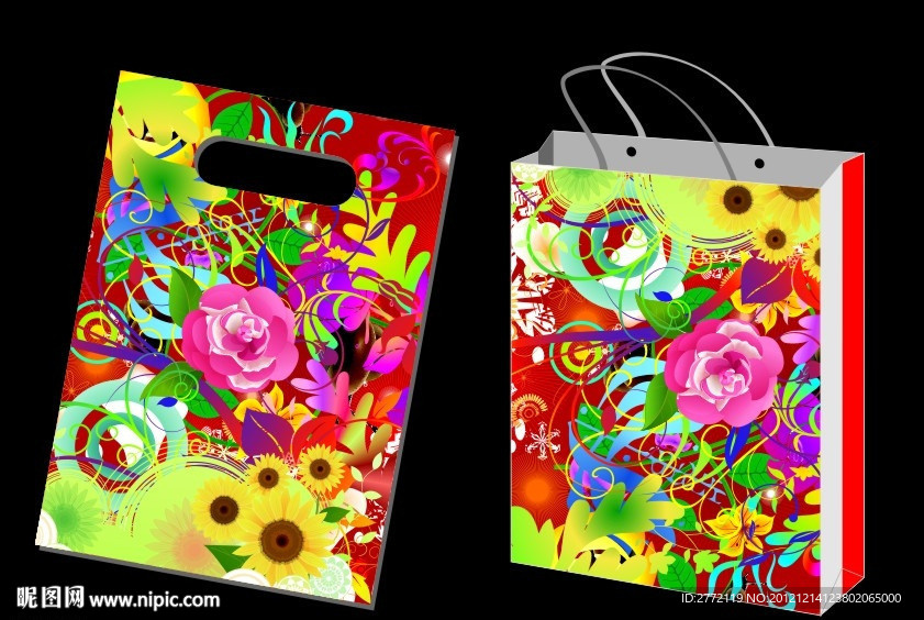 中国红牡丹 手挽袋