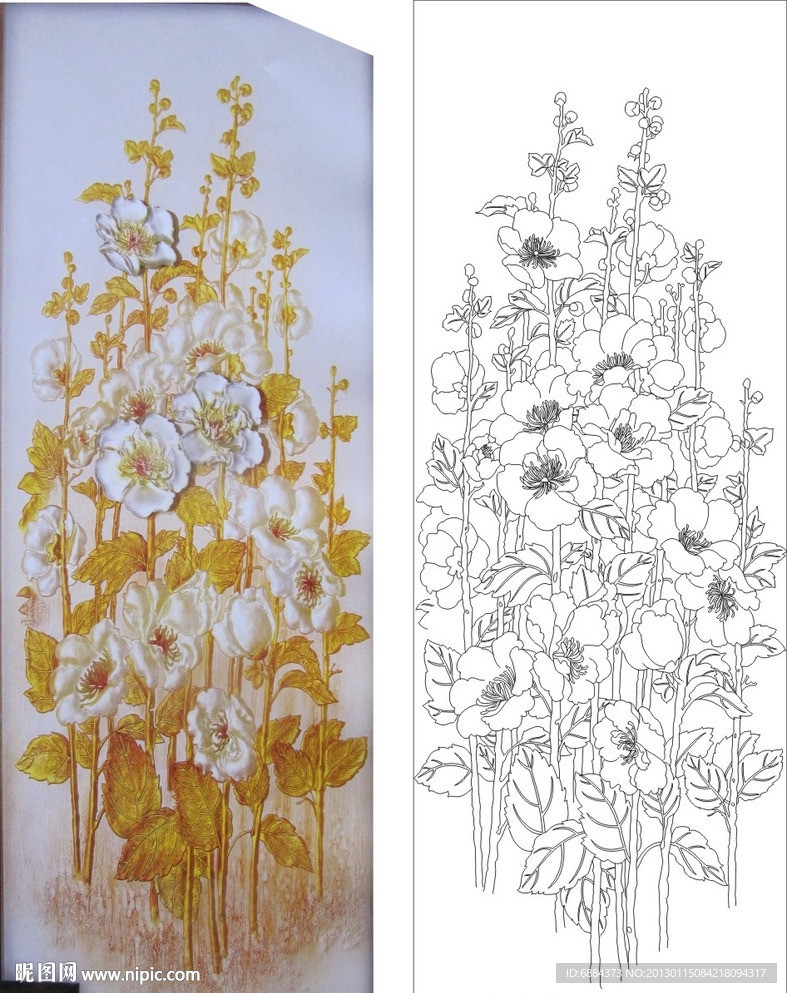 白色花 黄叶