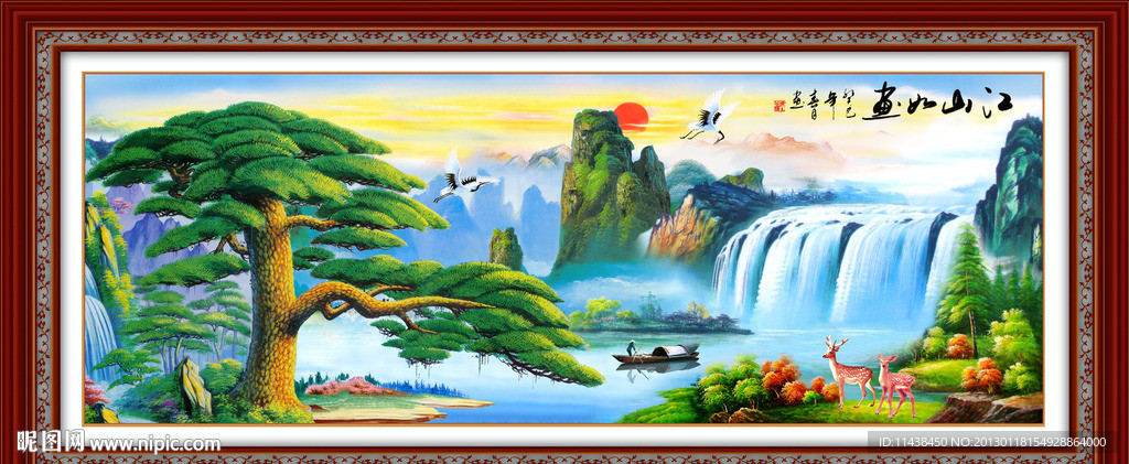 迎客松 油画