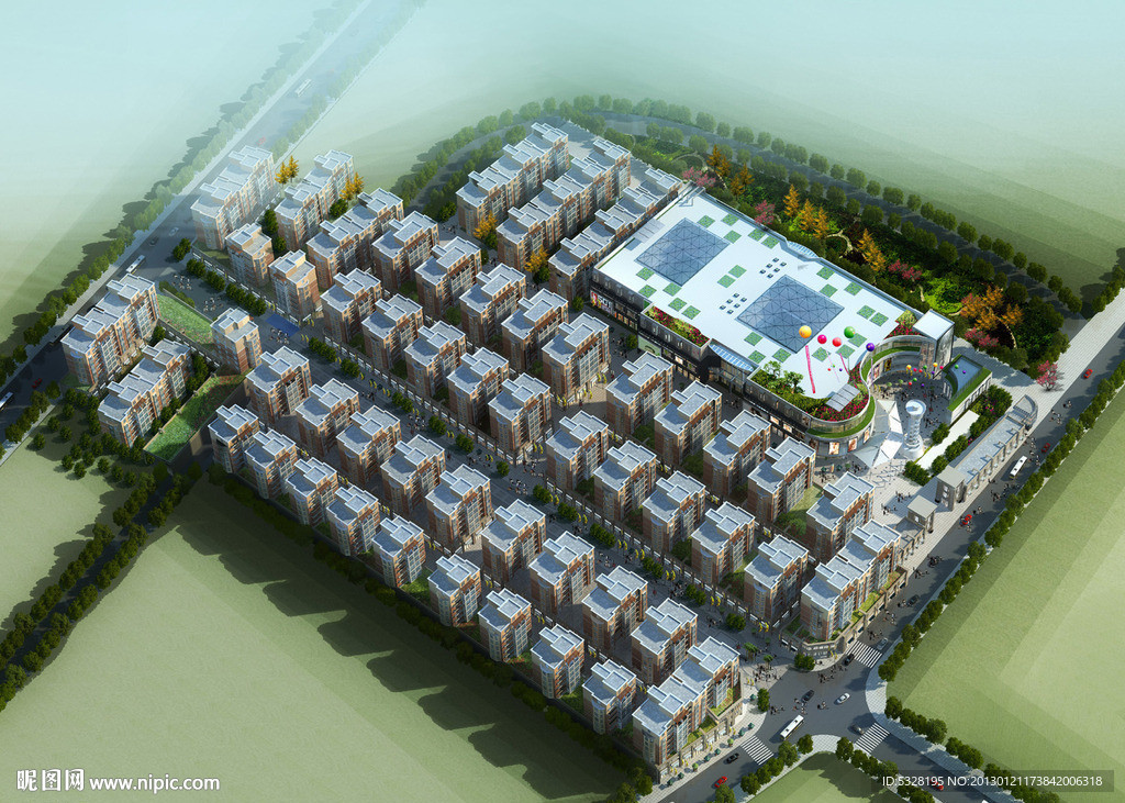 某小区住宅商业鸟瞰图MAX加MAP