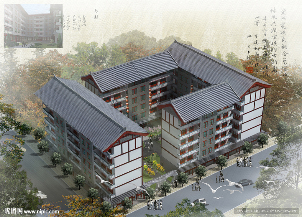 某汉代建筑鸟瞰图MAX加MAP